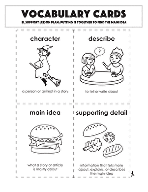 Main Idea of a Story worksheet for second graders focusing on reading comprehension skills