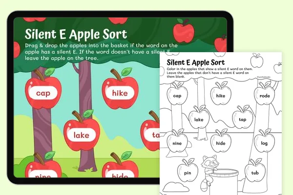 Second grade students practice reading fluency strategies with an apple picking themed worksheet