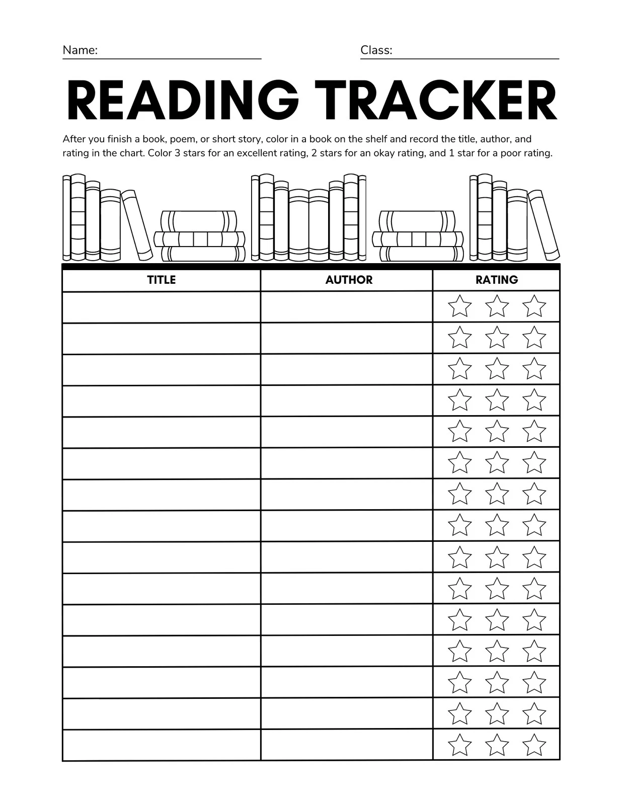Reading log worksheet with graph for tracking reading time in second grade