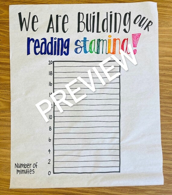 Reading Stamina Chart worksheet designed for second graders to monitor their independent reading duration