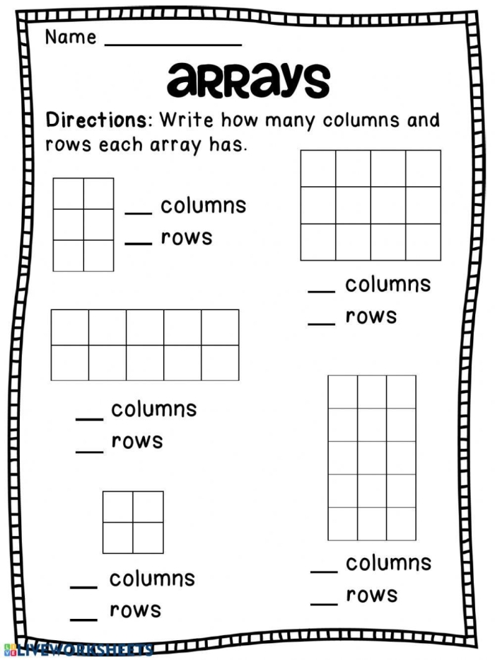 Array Practice Worksheet 19 Multiplication and Repeated Addition Exercises Second grade multiplication worksheet focusing on identifying arrays through repeated addition and word problems