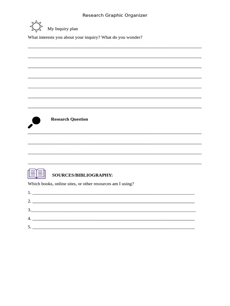Second grade student research graphic organizer worksheet for civics and government studies