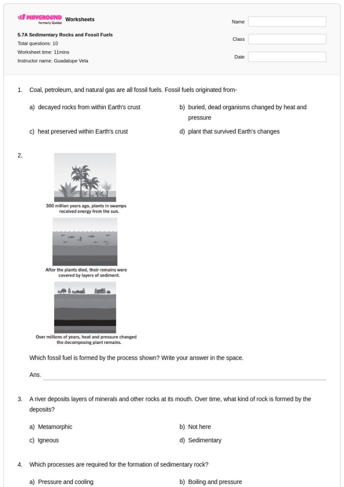 Types of Rocks Quiz Worksheet for Young Geologists A fun quiz worksheet for second graders to match the three types of rocks