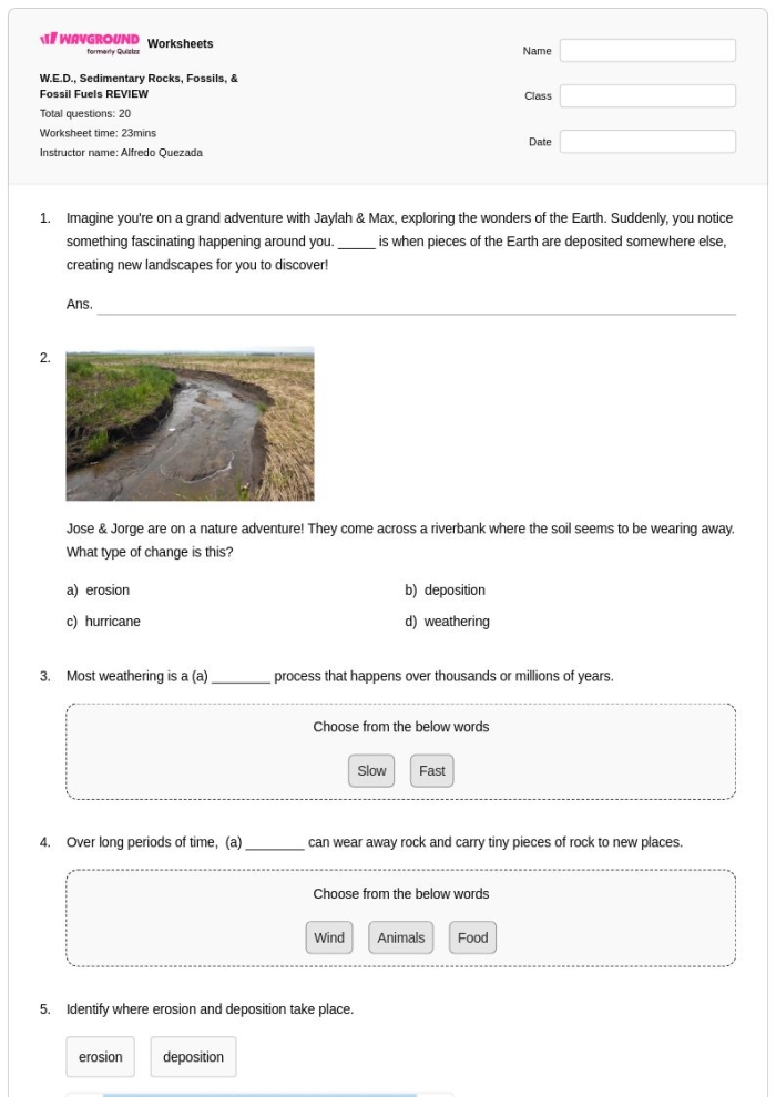 Engaging types of rocks matching activity for young geologists Worksheet featuring a quiz on the three main types of rocks for second graders