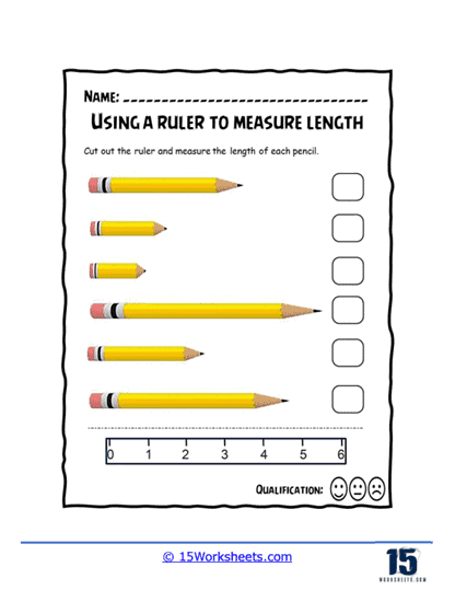 Fun math activity for learning to measure with a ruler Worksheet demonstrating how to read a ruler for second graders
