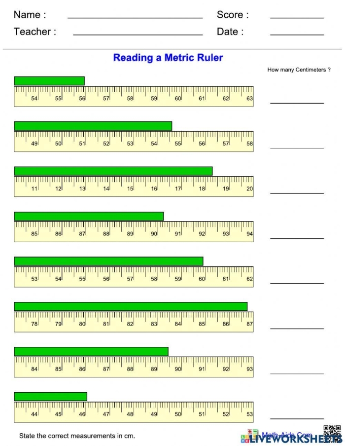 How to Read a Ruler worksheet for 2nd grade math students Worksheet for teaching second graders how to read a ruler accurately