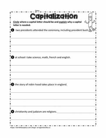 Sentence Fixer Worksheet 17 for Second Grade Reading Practice Second grade student completing a grammar exercise by correcting capitalization and punctuation in a set of sentences