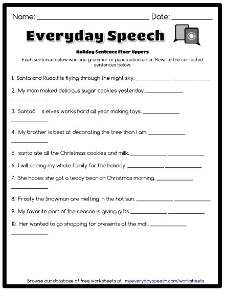 Sentence Fixer Worksheet 5 Second Grade Grammar Practice Second grade student using a sentence fixer worksheet to practice grammar and punctuation