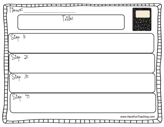 Second grade student filling out a sequence of events worksheet about story order