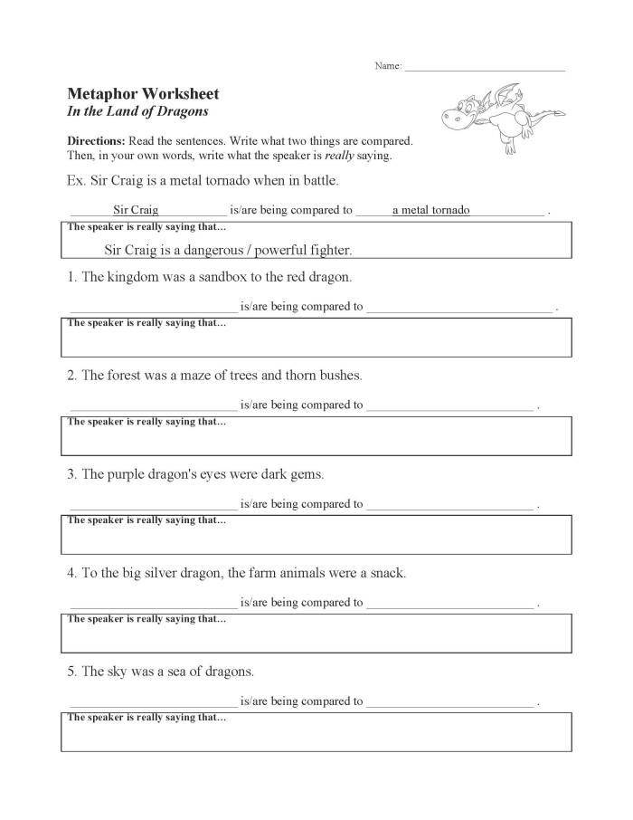 Simile and metaphor worksheet for second graders featuring a multiple choice activity