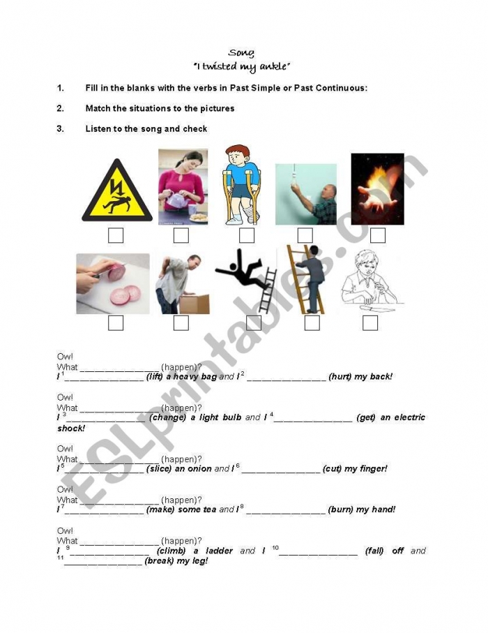 Second grade reading worksheet featuring a story about a twisted ankle to help students identify similes