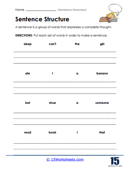 Engaging activity to enhance creative writing skills for young learners Second grade worksheet for practicing simple sentence structure with nouns and verbs
