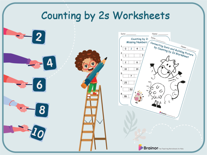 Second grade skip counting by 2s dot worksheet for math practice