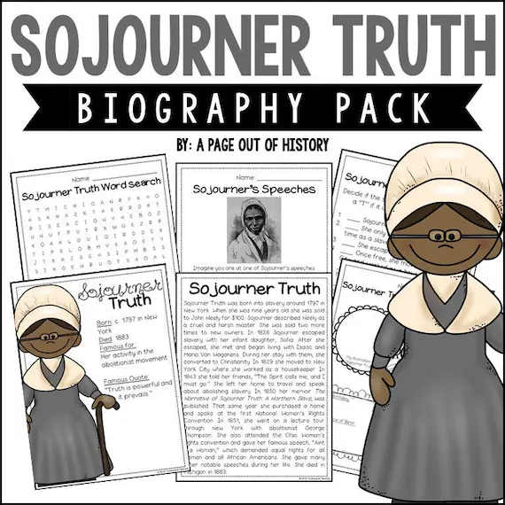 Second grade student working on a Sojourner Truth timeline worksheet about historical events