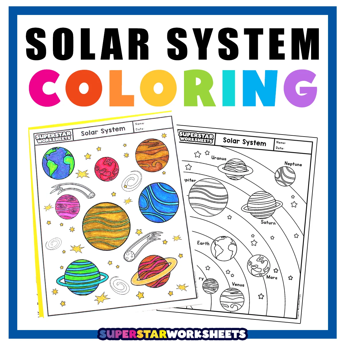Solar System Coloring Page Worksheet Number 9 Second grade science students coloring an educational worksheet of the solar system planets