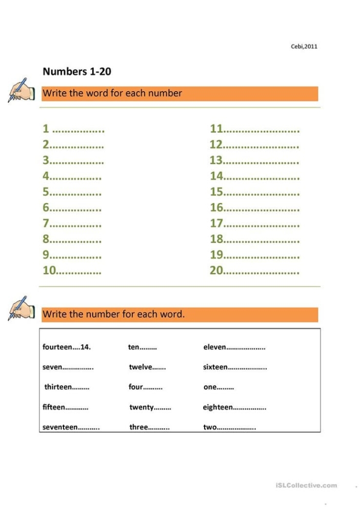 Second grade Spanish worksheet for learning numbers 1 to 100 with a counting by tens reference guide