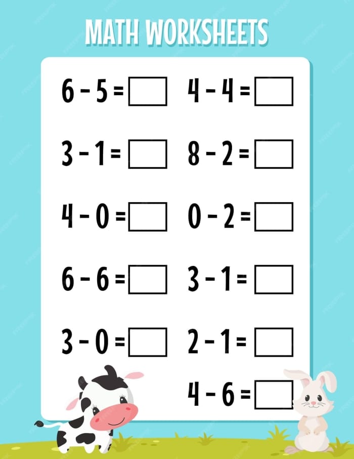Subtraction worksheet for second graders focusing on quick math challenges