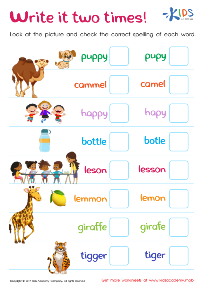 Revising Spelling Worksheet for Second Graders in Geometry Worksheet for revising tricky spelling words in students' writing