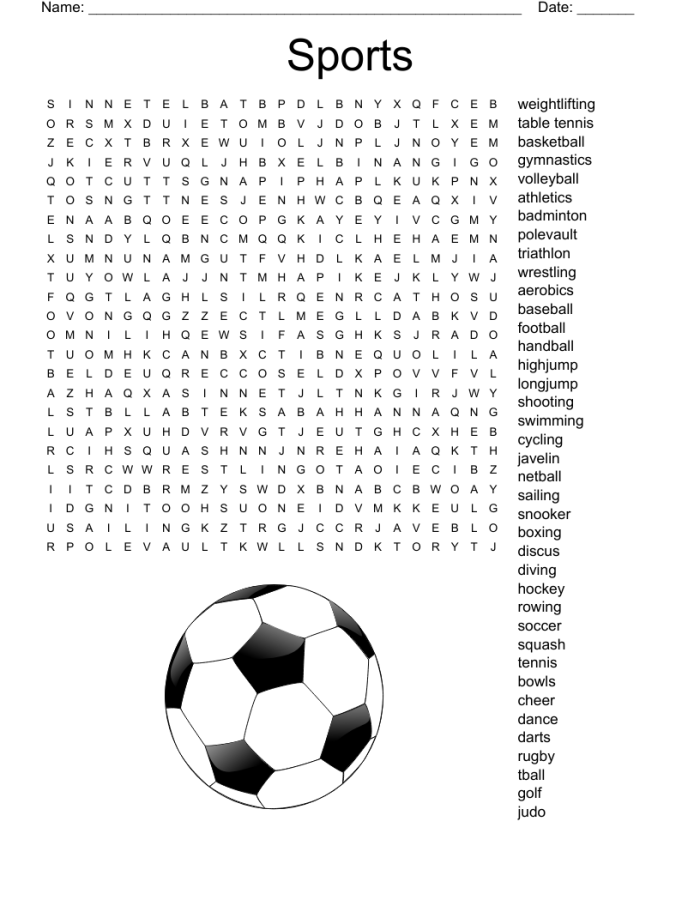 Sports Word Search Puzzle Number 17 for Second Grade Students Second grade students practicing sports vocabulary with an engaging word search worksheet