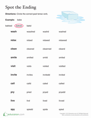 Spot Past Tense worksheet for learning grammar concepts in a playful way Worksheet featuring a fun activity to match present and past tense verbs for second graders