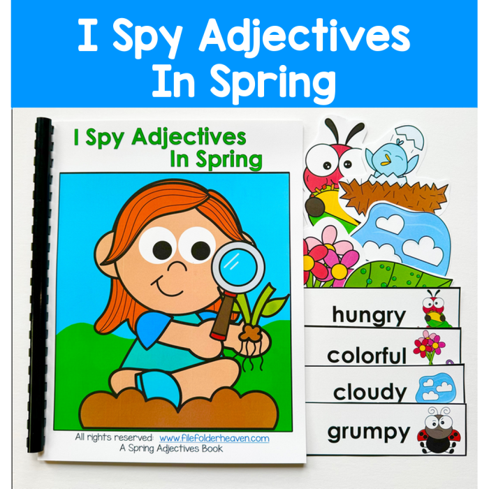Spring Adjectives worksheet for second graders focusing on grammar skills