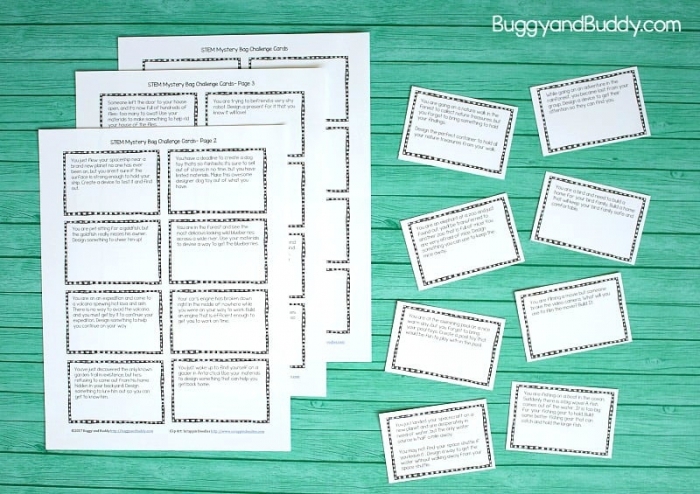 Worksheet featuring design challenges that inspire innovation and critical thinking skills STEM design challenge cards for second-grade students encouraging creative problem-solving