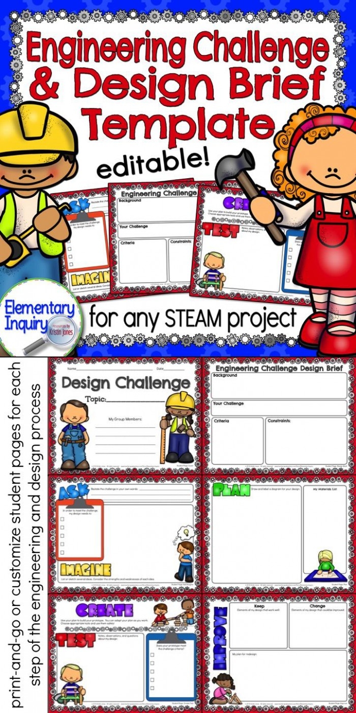 Engaging worksheet for fostering innovative thinking in young learners STEM design challenge cards for second graders promoting creativity and problem-solving skills