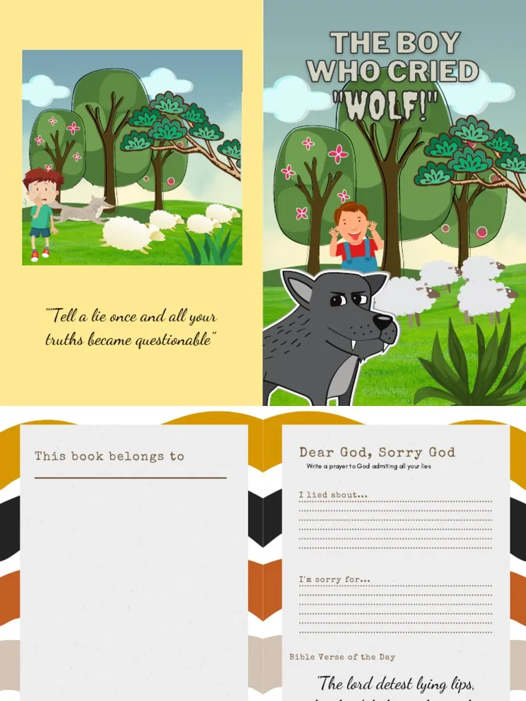 Second grade reading comprehension worksheet featuring The Boy Who Cried Wolf story map