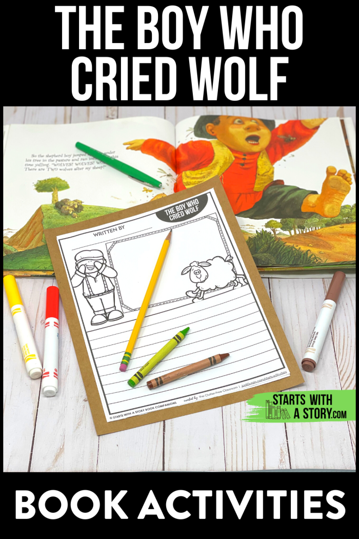 Worksheet featuring a story map for The Boy Who Cried Wolf for second graders