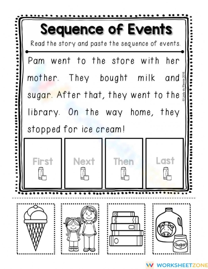 Story Order Case 1 worksheet for recalling movie details about a castle adventure Worksheet for second graders to organize story order from a castle adventure film