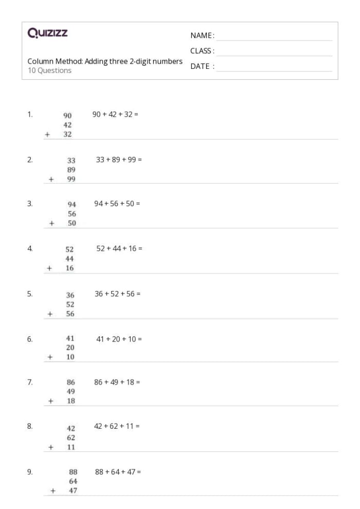 Comprehensive review worksheet for two- and three-digit subtraction concepts Three-digit subtraction worksheet for second graders to practice their skills