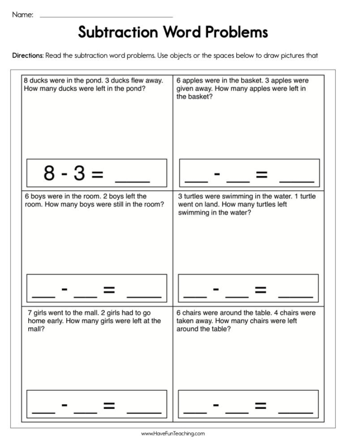 Engaging second-grade students with mental math challenges. Kids solving subtraction fact word problems on a worksheet.