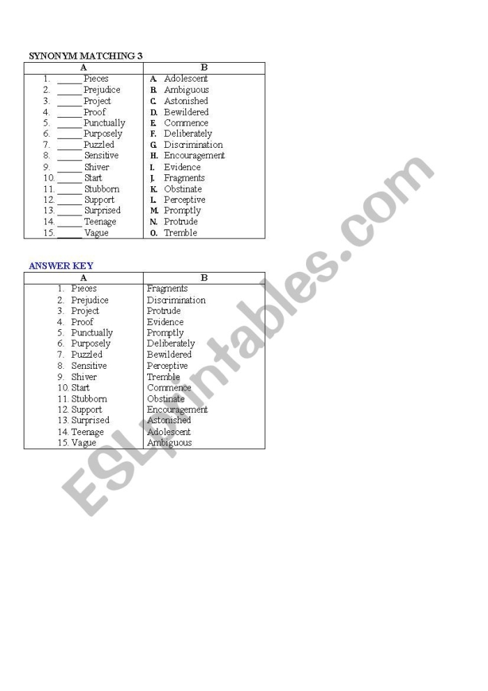 Engaging grammar worksheet for practicing synonyms in phonics activities Second grade students matching pairs of adjectives in a synonym word match worksheet