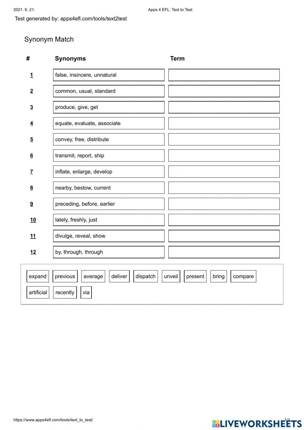 Engaging grammar activity focusing on synonyms for young learners Synonym Word Match worksheet for second graders practicing adjectives