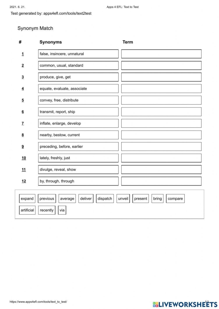 Synonym Match Worksheet for Second Grade Students 21 Second grade spelling worksheet for connecting synonyms by drawing lines