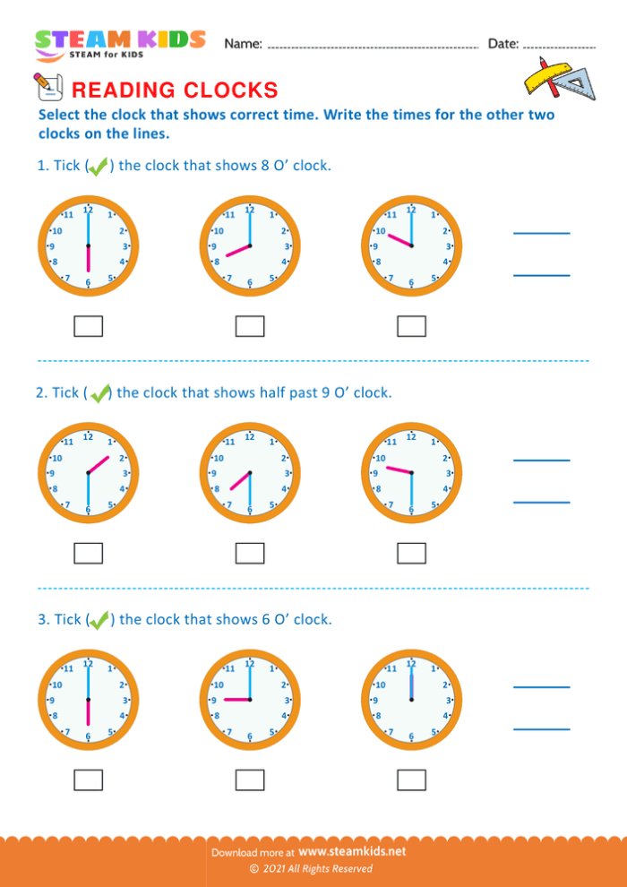 Reading Clocks Worksheet for Second Grade Number 11 Second grade student completing a reading clocks worksheet about telling time