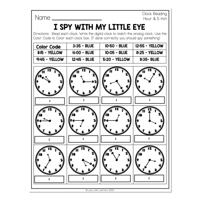 Practice telling time with clock faces worksheet page 12 for elementary students Second grade reading clocks worksheet exercise 12 showing analog clocks for students to practice telling time