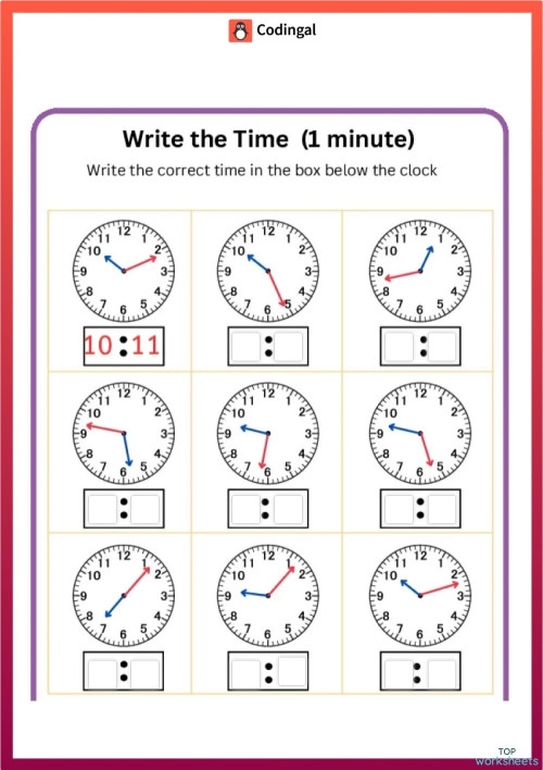 Reading Clocks Worksheet 24 Time Practice for Second Grade Second grade student worksheet featuring clocks for practicing time telling skills