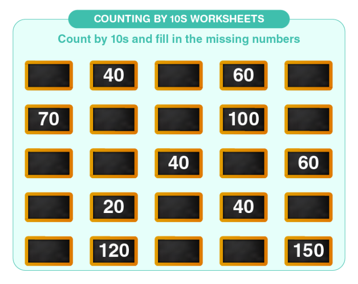 Count by Tens to 250 Practice Worksheet 8 Second grade math worksheet featuring skip counting by tens up to 250