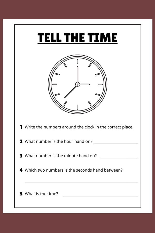Second grade worksheet for practicing telling time concepts and reading clocks