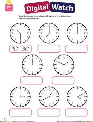 Reading Clocks Worksheet Set Three for Second Grade Math Students Second grade students practicing how to tell time with a Reading Clocks worksheet