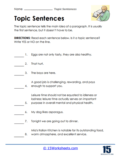 Students engaging with a Topic Sentence worksheet for narrative writing practice. Second-grade children learn to craft topic sentences, supporting details, and conclusions.