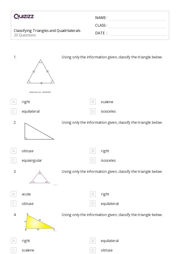 Second grade students coloring and counting trapezoids and quadrilaterals on a geometry worksheet