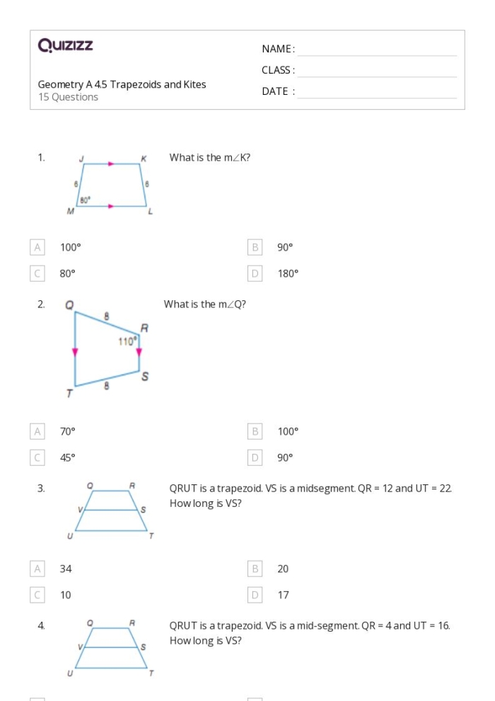 Identify Trapezoids worksheet for second grade geometry instruction Worksheet featuring various shapes to help second graders identify trapezoids