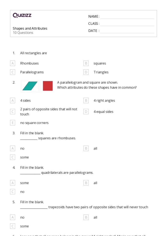 Identify Trapezoids worksheet for second grade geometry students Worksheet for identifying trapezoids featuring a word bank for second graders