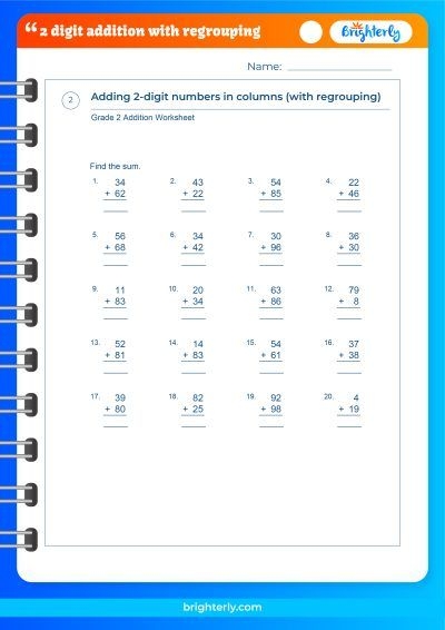 Easter Math Practice: Two-Digit Addition Worksheet for Grade 2 Students Second grade students solving Easter-themed two-digit addition problems on a colorful math worksheet