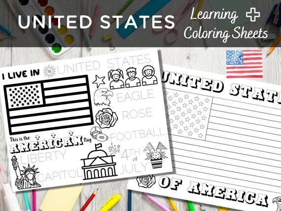 Worksheet featuring the United States Flag with facts and imagery for second graders