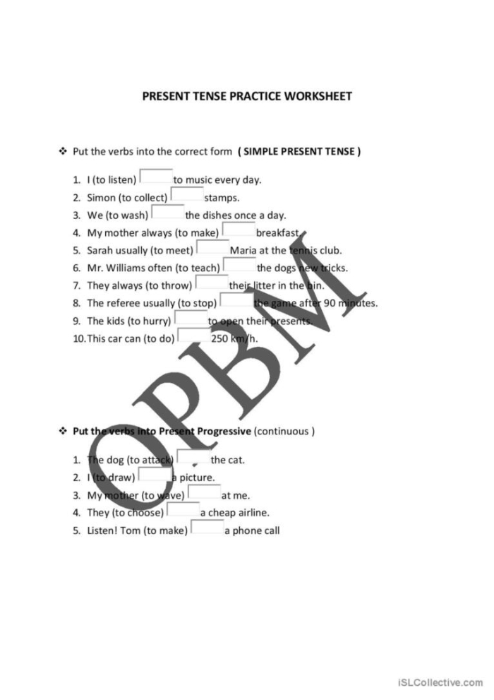 Second grade worksheet featuring a grammar exercise on third person singular present tense verb endings
