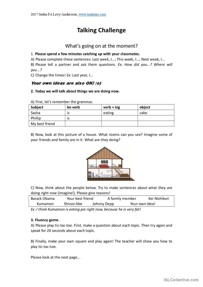 Second grade students practicing verb endings on a present tense challenge worksheet