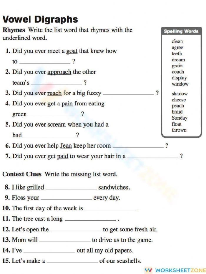 Engaging second grade worksheet to enhance reading fluency with "ea" words Worksheet for practicing reading and writing words with the vowel digraph "ea" for second graders